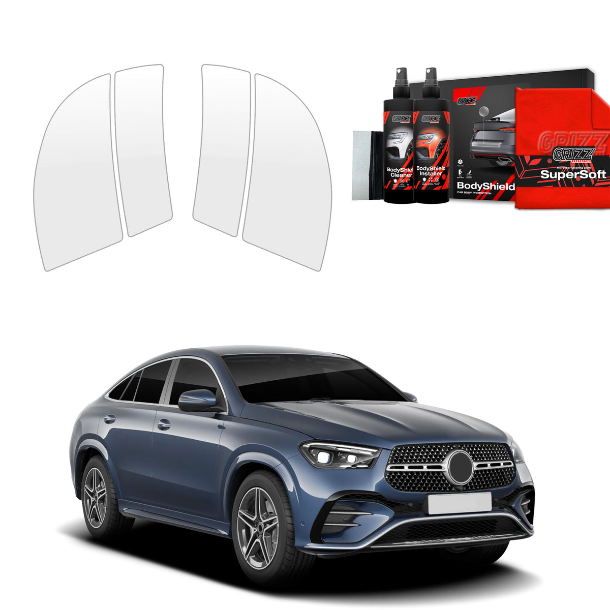 4in1 Schutzfolie Grizz Protector für hinteren & vorderen Seitenschwelle - Mercedes GLE 450d (2023-2026)