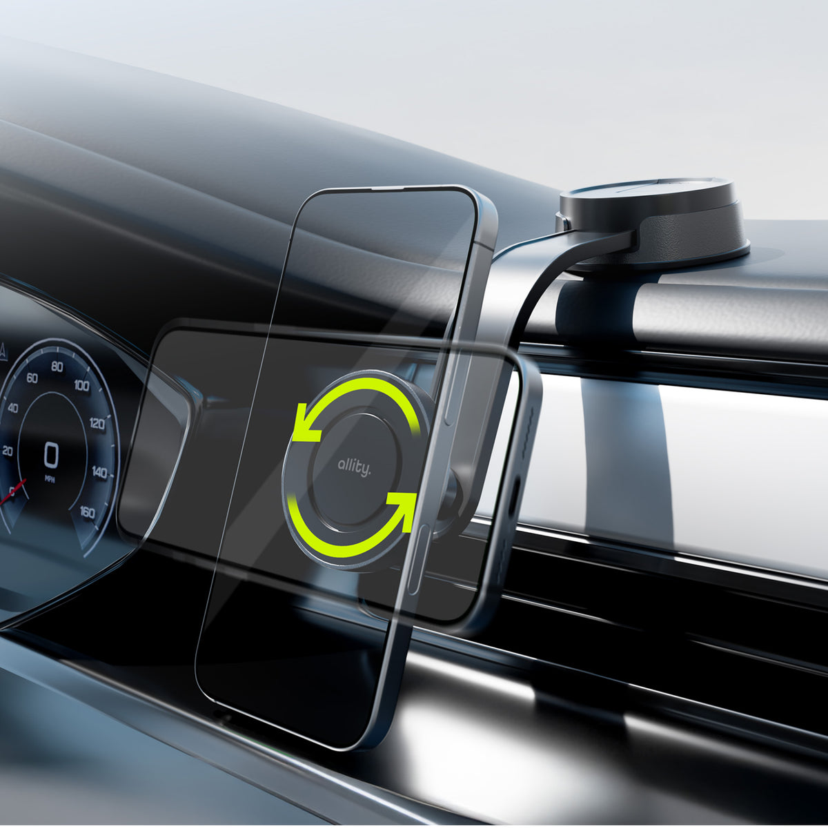 Auto Handyhalterung für Windschutzscheibe/Armaturenbrett, Allity ACH-200 MagSafe, Schwarz