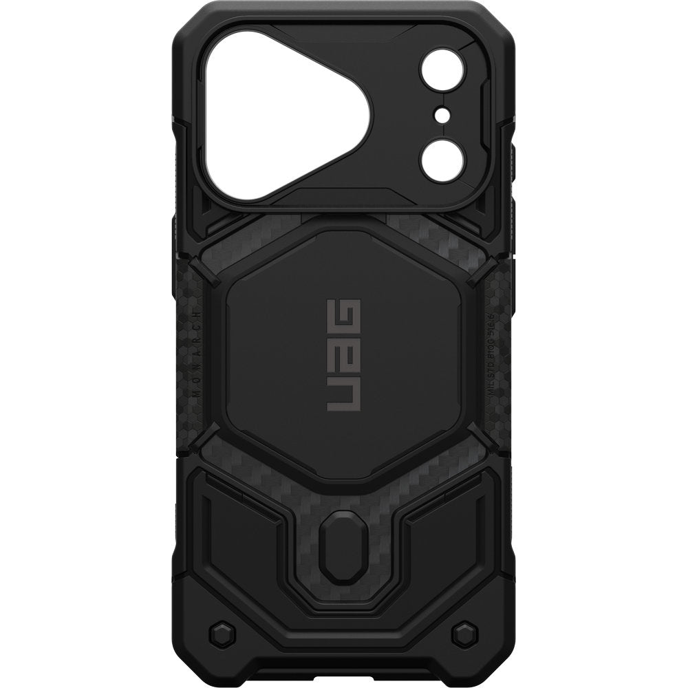 Gepanzerte Handyhülle für iPhone 18 Pro / 17 Pro, UAG Monarch Pro Carbon Mag mit MagSafe, Schwarz