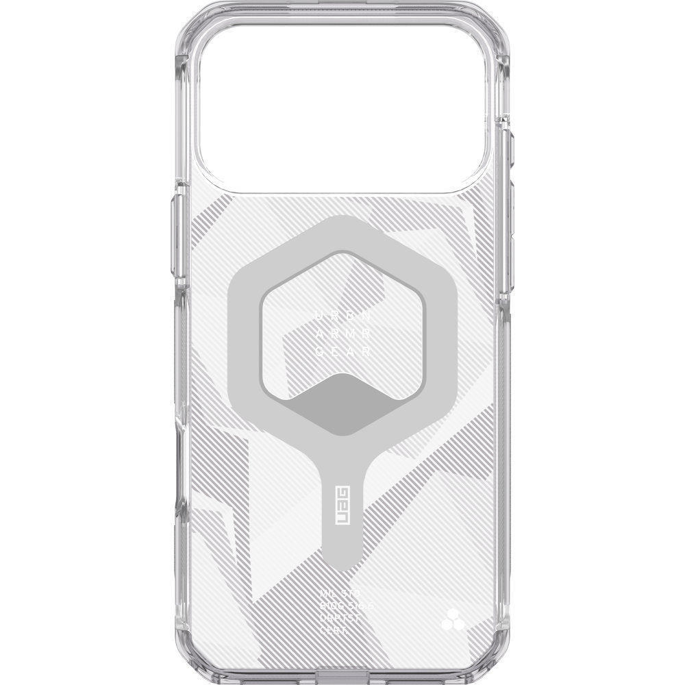 Handyhülle für iPhone 18 Pro Max / 17 Pro Max, UAG Plyo mit MagSafe, Transparent und Grau gemustert