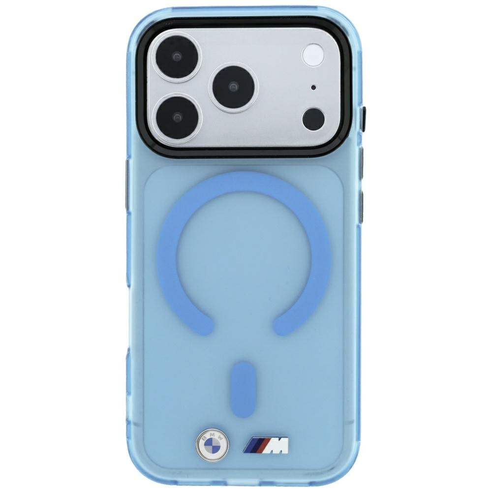Handyhülle für iPhone 18 Pro / 17 Pro, BMW M IML Frosted Metal Logo Trims MagSafe, Blau-Transparent (3/8)
