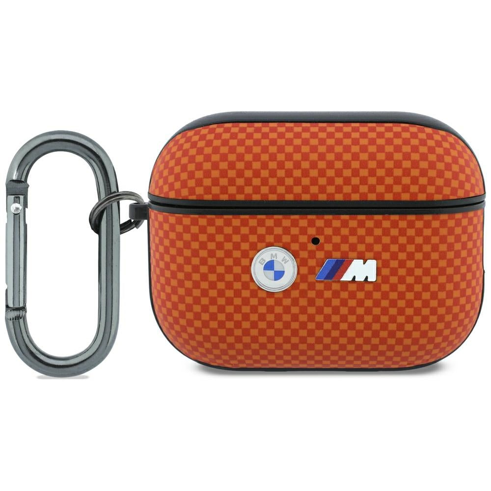 Hülle für Apple AirPods Pro 3, BMW M Quilted Kevlar Metal Logo, Orange Karbon (1/4)