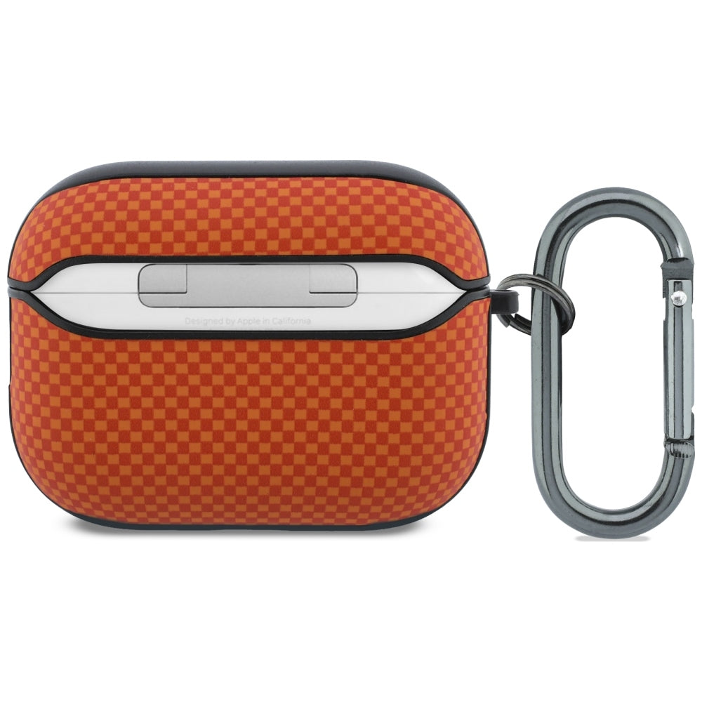 Hülle für Apple AirPods Pro 3, BMW M Quilted Kevlar Metal Logo, Orange Karbon (3/4)
