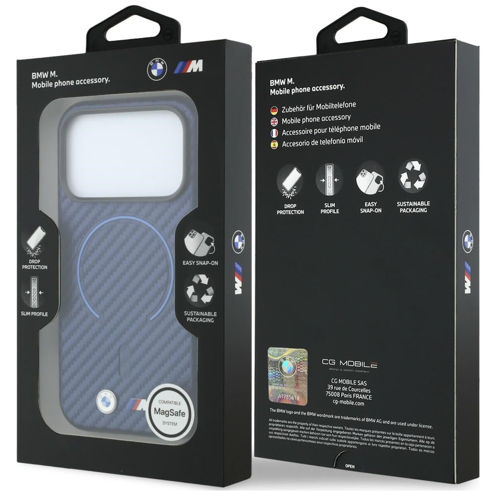 Handyhülle für iPhone 18 Pro / 17 Pro, BMW M Carbon Printed Ring mit MagSafe, Blau (8/8)