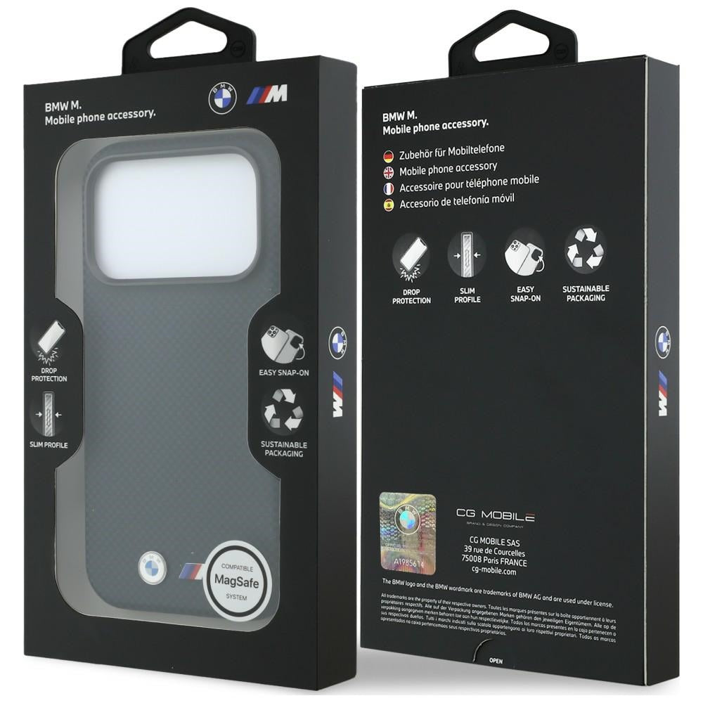 Handyhülle für iPhone 18 Pro Max / 17 Pro Max, BMW Kevlar Metal Logo mit MagSafe, Schwarz (8/8)