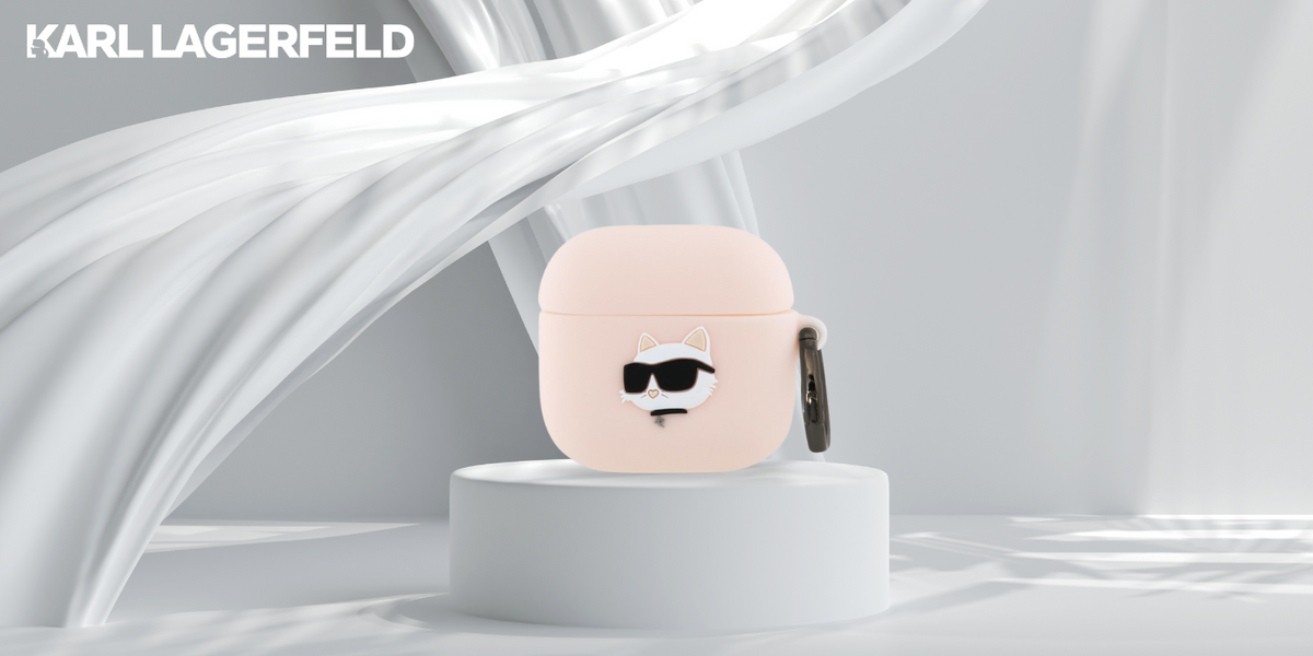 Schutzhülle für AirPods 4, Karl Lagerfeld Silicone Choupette Head 3D Case, Rosa
