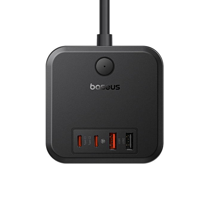 Steckdosenleiste / Verlängerungskabel 3x AC EU Schuko, 2x USB-A, 2x USB-C 30W, mit 1,5 m Kabel, Baseus PowerCombo Cube BPS30-3E, Schwarz