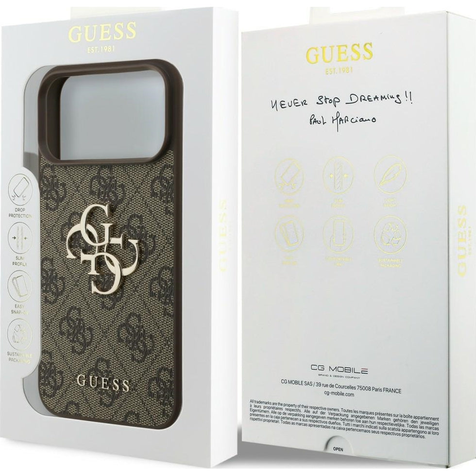 Handyhülle Guess Hardcase 4G Big Metal Logo für iPhone 18 Pro Max / 17 Pro Max, Braun