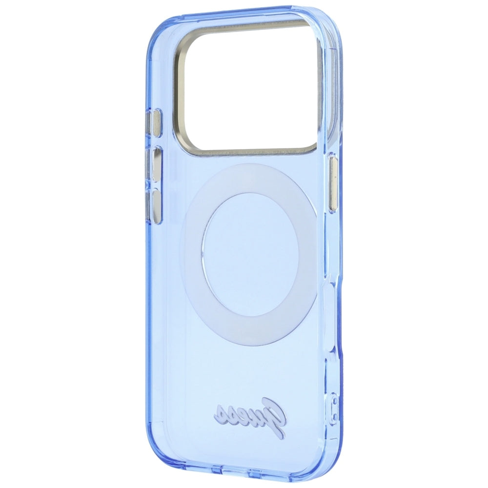 Guess Handyhülle IML Ring Stand 360 Script Metal Logo für iPhone 18 Pro / 17 Pro, Blau (7/8)