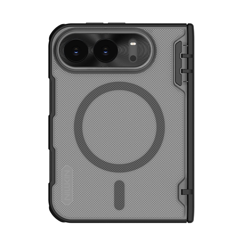 Handyhülle für iPhone Duo, Nillkin Super Frosted Shield Fold Magnetic, Geräuchert mit schwarzem Rahmen (3/8)