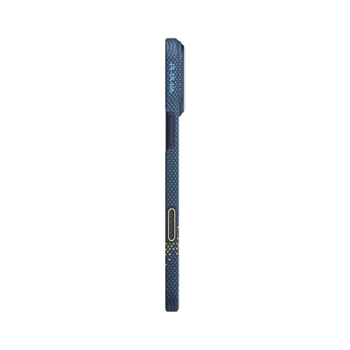 Aramid Handyhülle für iPhone 18 Pro / 17 Pro, PITAKA Edge Ultra-Slim Case PitaTap mit MagSafe, Blau und Grün mit Kevlar (3/7)