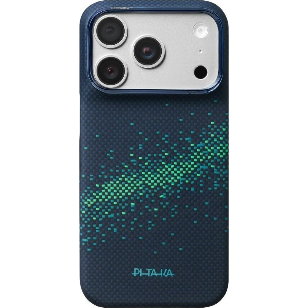 Aramid Handyhülle für iPhone 18 Pro Max / 17 Pro Max, PITAKA Edge Ultra-Slim Case PitaTap mit MagSafe, Blau und Grün mit Kevlar (2/7)
