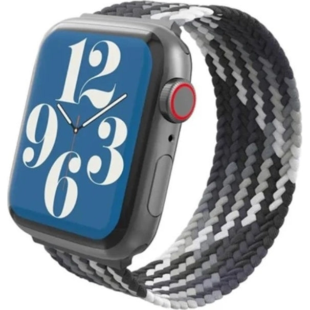 Armband für Apple Watch 44/45/46/49 mm, Zagg Gear4 Braided Watch Band, Größe M, Grau-Weiß (1/4)
