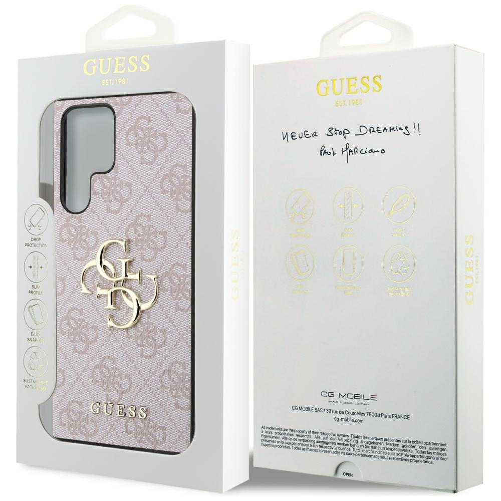 Schutzhülle für Galaxy S24 Ultra, Guess 4G Big Metal Logo, Rosa