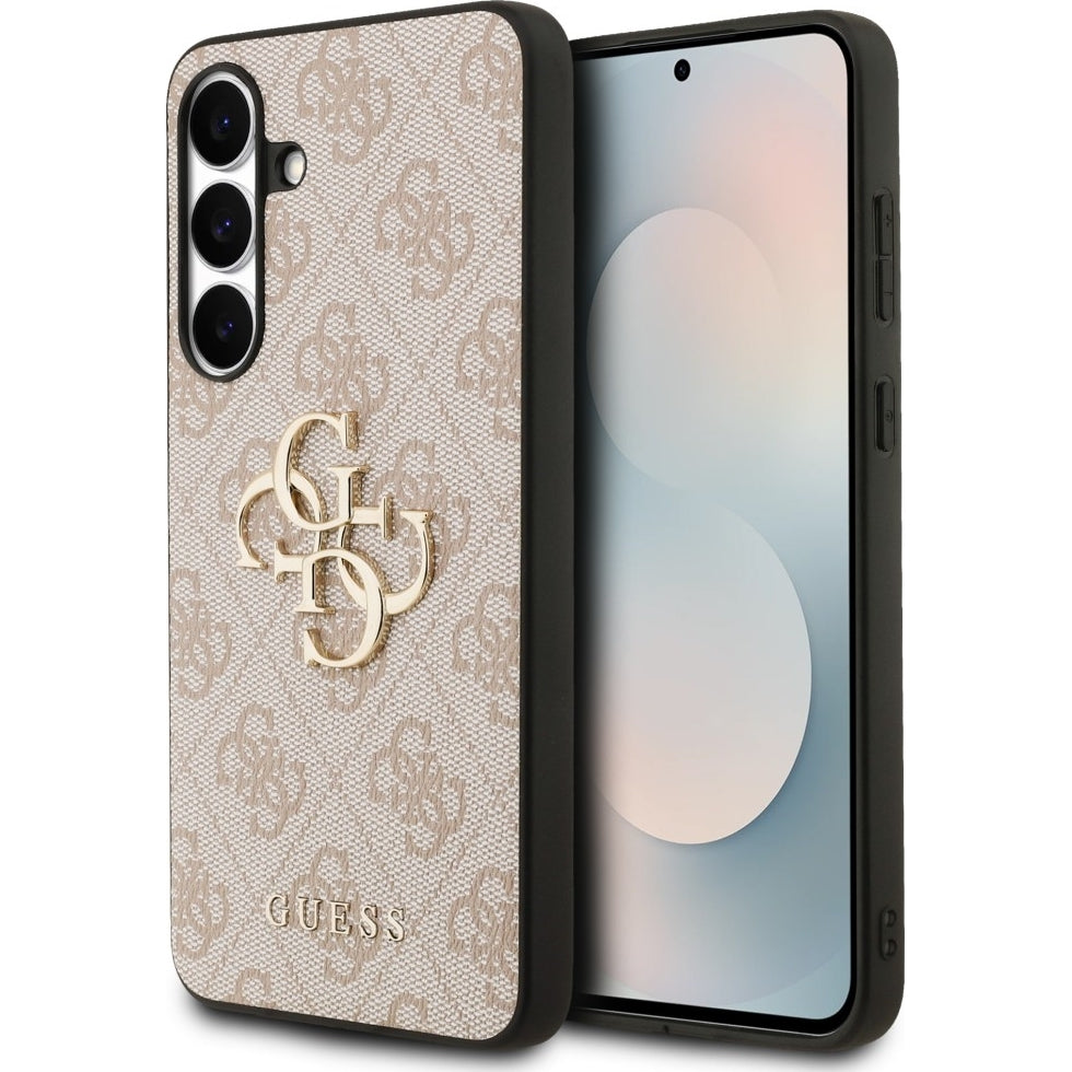 Handyhülle für Galaxy S25 FE, Guess Hardcase 4G Big 4G Classic Logo, Rosa mit Goldenen Elementen