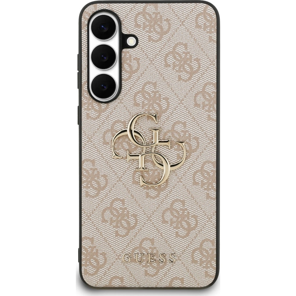 Handyhülle für Galaxy S25 FE, Guess Hardcase 4G Big 4G Classic Logo, Rosa mit Goldenen Elementen