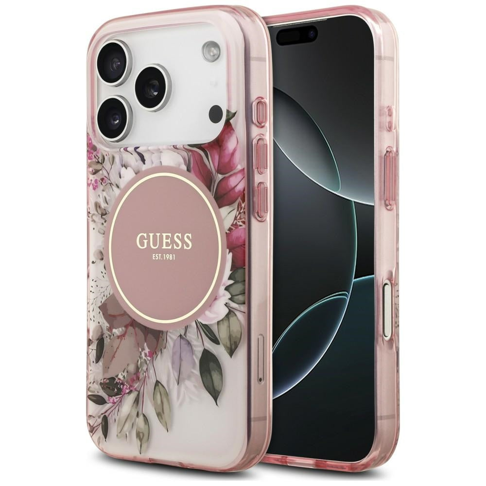 Guess Handyhülle IML Flower & Tonal Circle für iPhone 18 Pro Max / 17 Pro Max, Rosa (1/8)