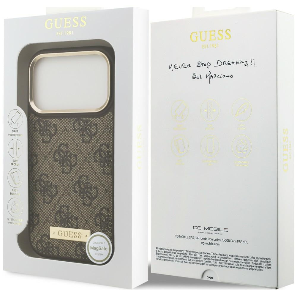 Guess Handyhülle 4G Logo Plate für iPhone 18 Pro Max / 17 Pro Max, Braun (8/8)