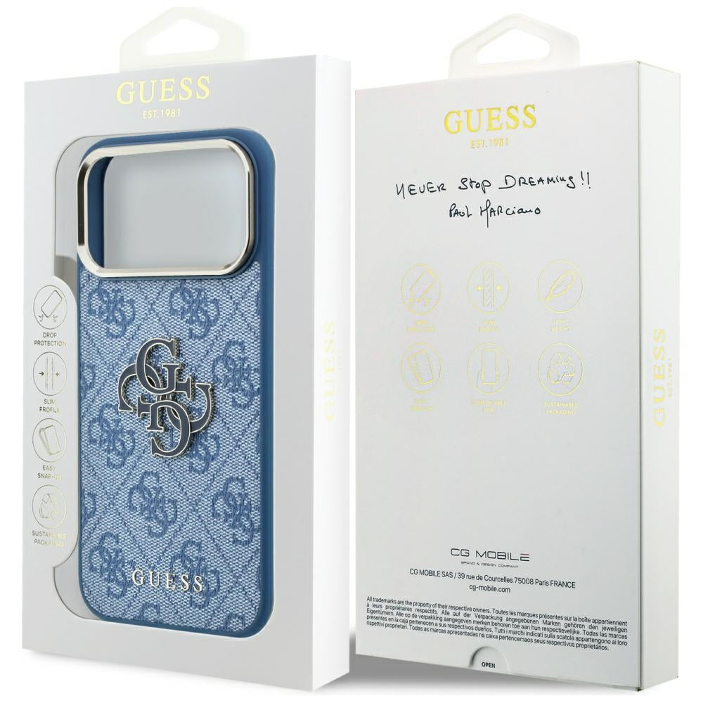 Handyhülle für iPhone 18 Pro / 17 Pro, Guess 4G Big Resin Logo, Blau