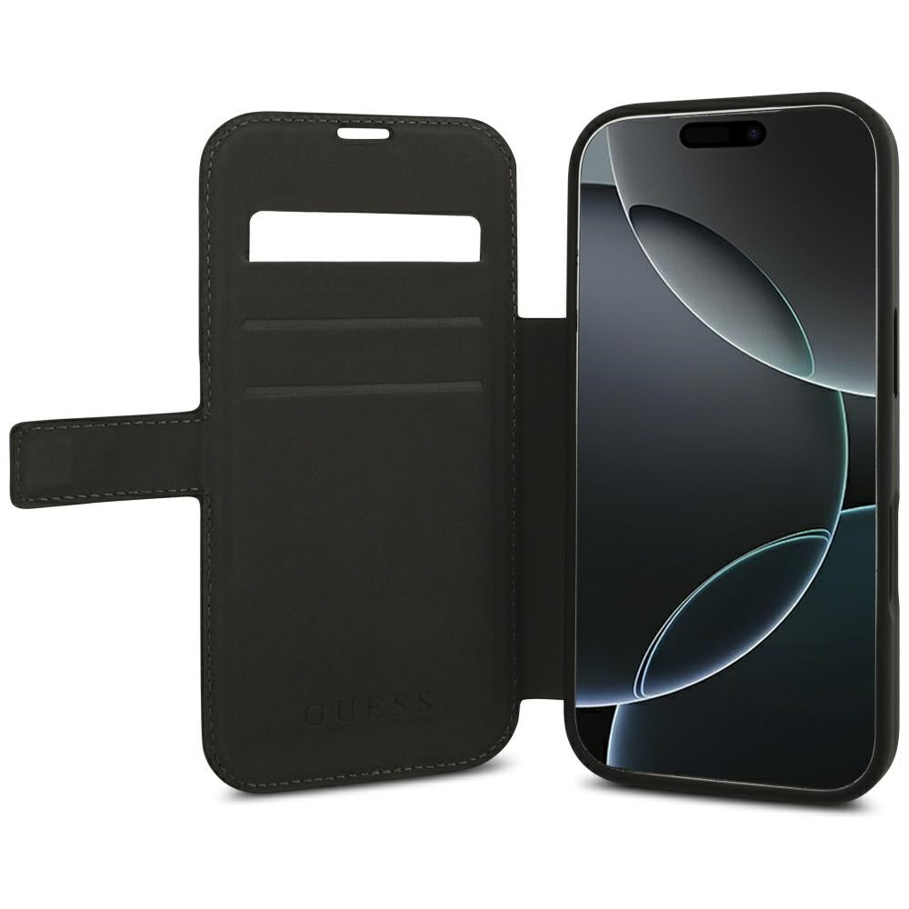 Handyhülle für iPhone 18 Pro / 17 Pro Guess Book 4G Metal Logo, Schwarz