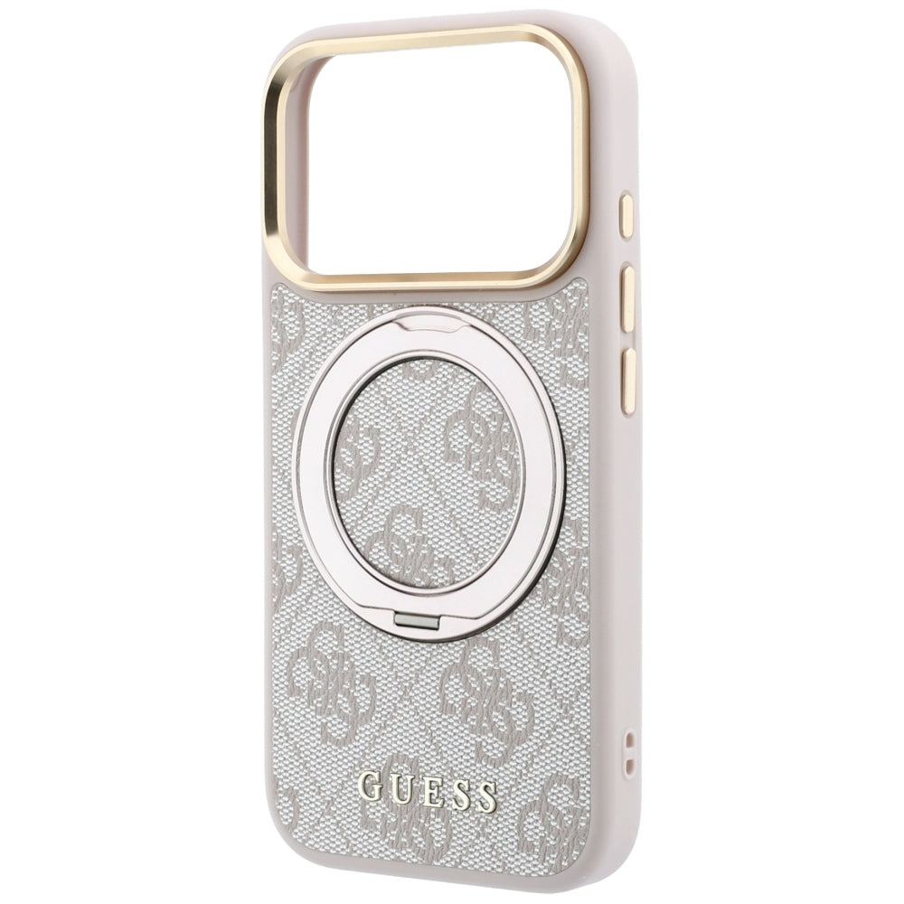 Handyhülle für iPhone 18 Pro Max / 17 Pro Max, Guess Ring Stand 360 4G Classic Logo mit MagSafe, Rosa