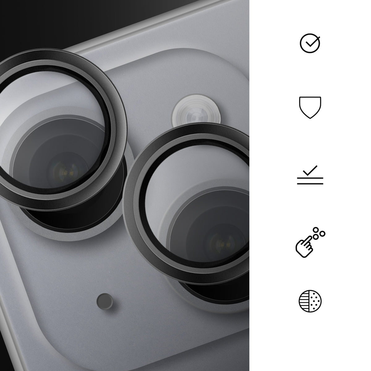 Kameraschutz für iPhone 15 / 15 Plus, Hammer Glass Lens Protector, Silber