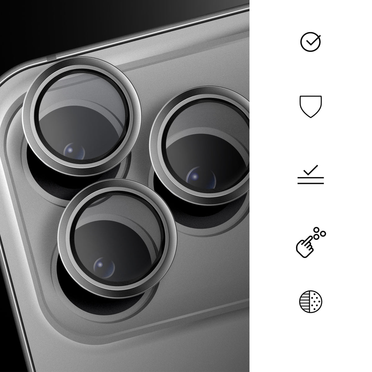 Kameraschutz für iPhone 17 Pro / 17 Pro Max, Hammer Glass Lens Protector, Silber