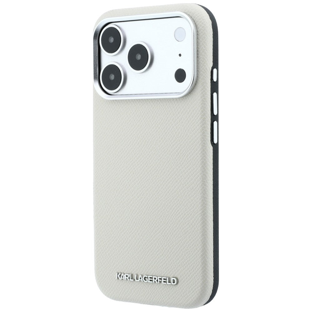 Handyhülle Karl Lagerfeld Grained Elongated Logo für iPhone 18 Pro Max / 17 Pro Max mit MagSafe, Beige