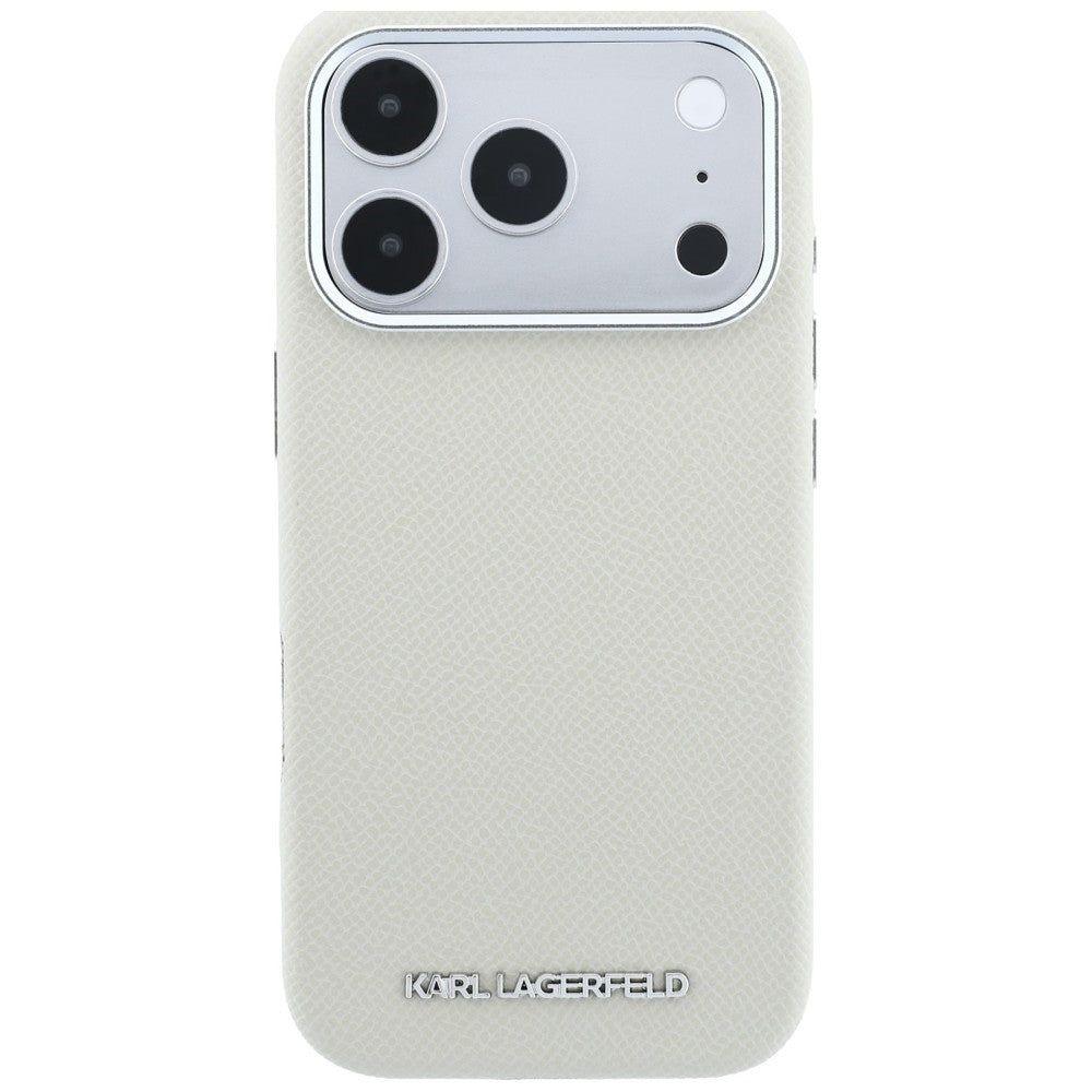 Handyhülle Karl Lagerfeld Grained Elongated Logo für iPhone 18 Pro Max / 17 Pro Max mit MagSafe, Beige