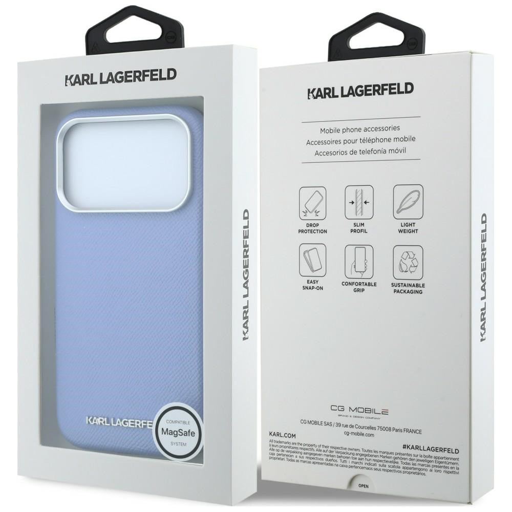 Handyhülle Karl Lagerfeld Grained Elongated Logo für iPhone 18 Pro Max / 17 Pro Max mit MagSafe, Blau