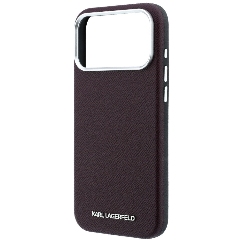 Handyhülle Karl Lagerfeld Grained Elongated Logo für iPhone 18 Pro Max / 17 Pro Max mit MagSafe, Burgunderrot