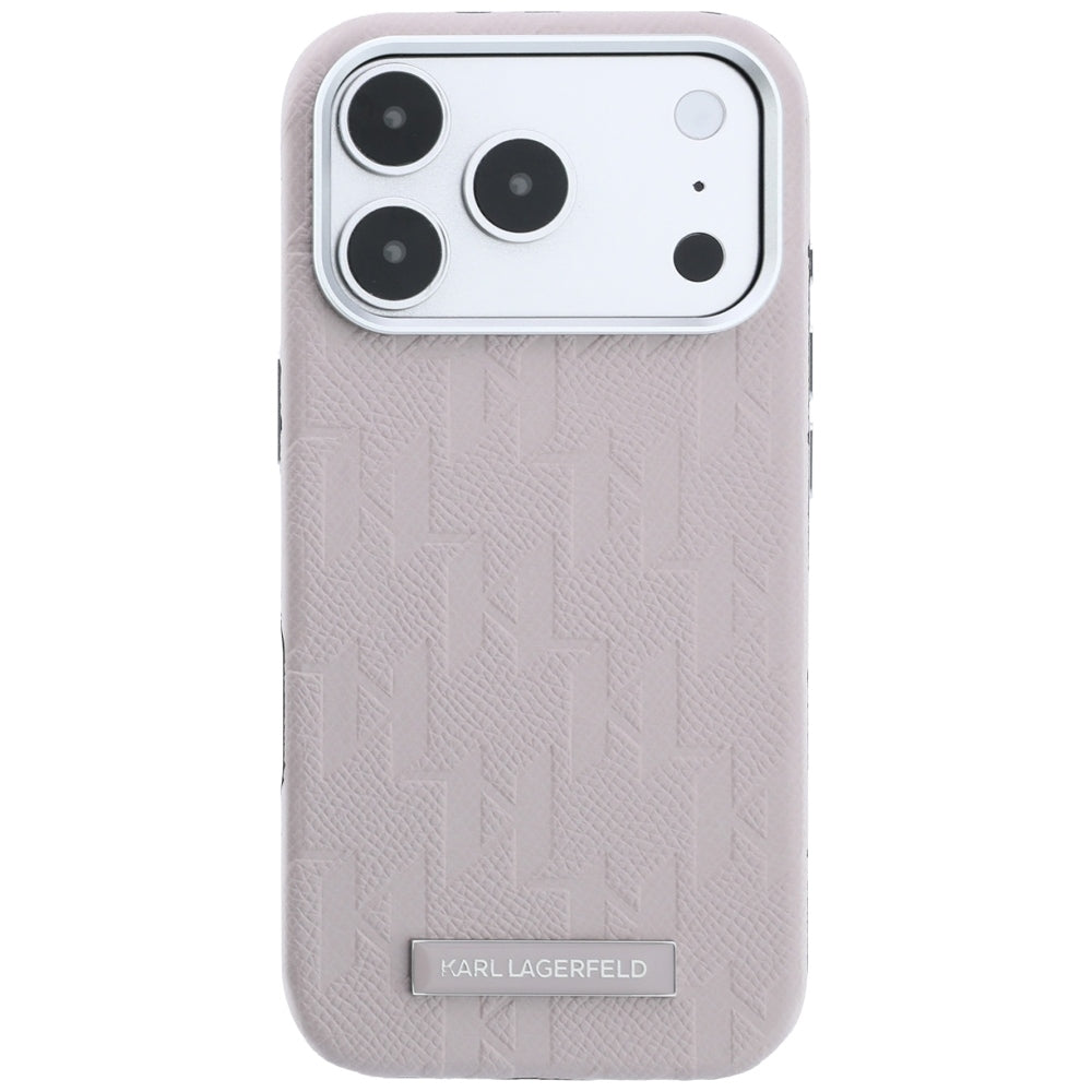 Handyhülle für iPhone 18 Pro / 17 Pro Karl Lagerfeld Grained Mono Resin Logo mit MagSafe, Rosa