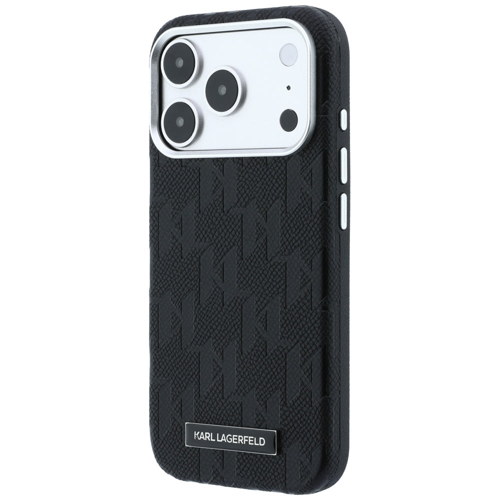 Handyhülle für iPhone 18 Pro Max / 17 Pro Max, Karl Lagerfeld Grained Mono Resin Logo mit MagSafe, Schwarz
