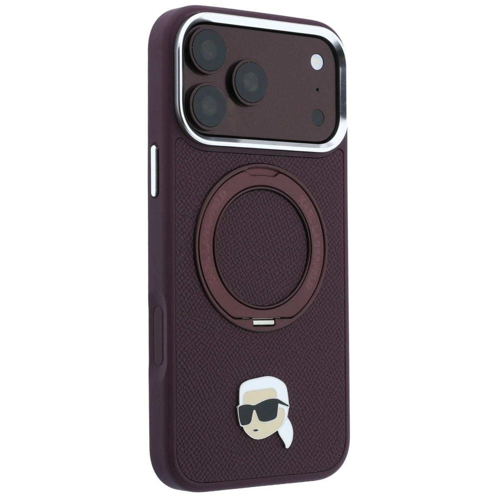 Karl Lagerfeld Handyhülle Ring Stand 360 Karl Head Pin do MagSafe für iPhone 18 Pro Max / 17 Pro Max, Burgundy (4/8)