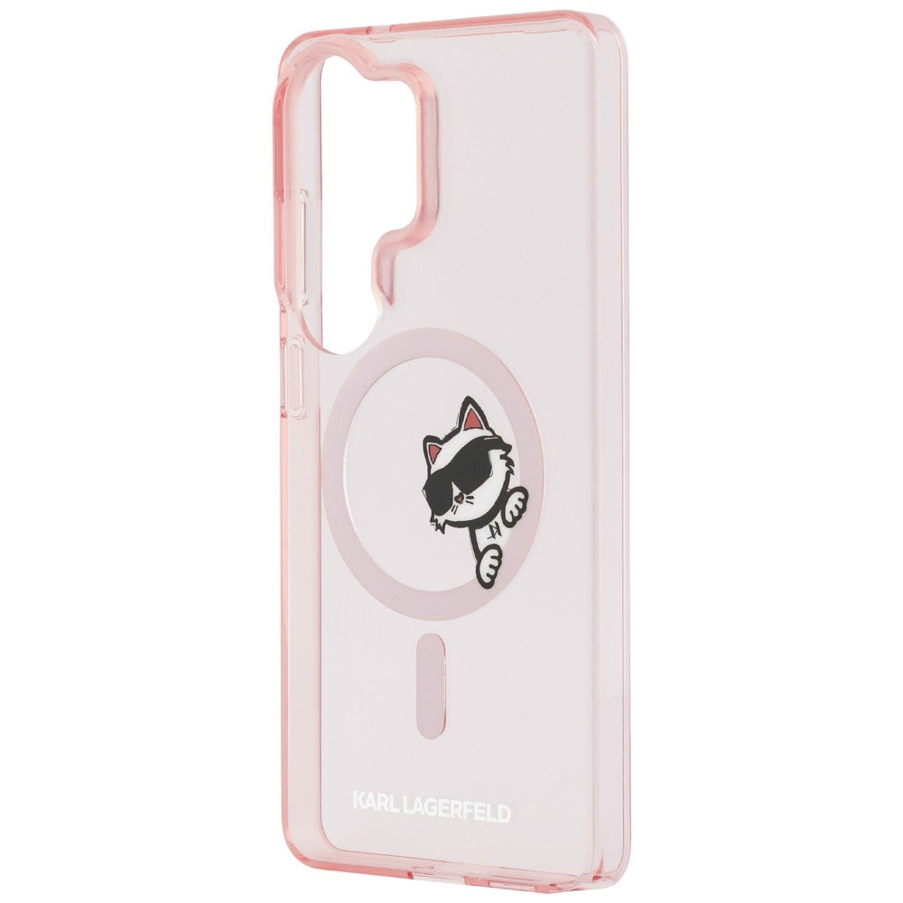 Handyhülle für Galaxy S26 Ultra, Karl Lagerfeld IML Print MagSafe, Transparent pink mit Choupette