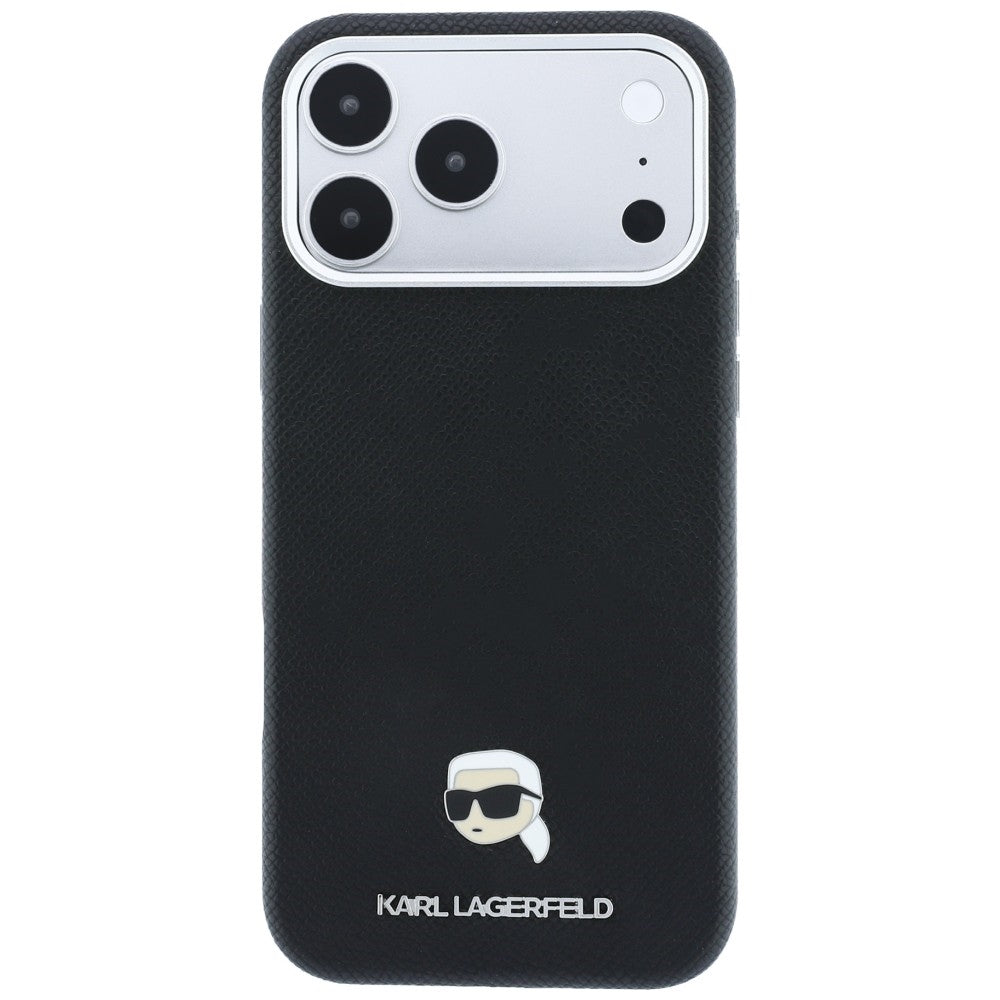Karl Lagerfeld Handyhülle Grained Karl Head Metal für iPhone 18 Pro Max / 17 Pro Max Schwarz (3/8)