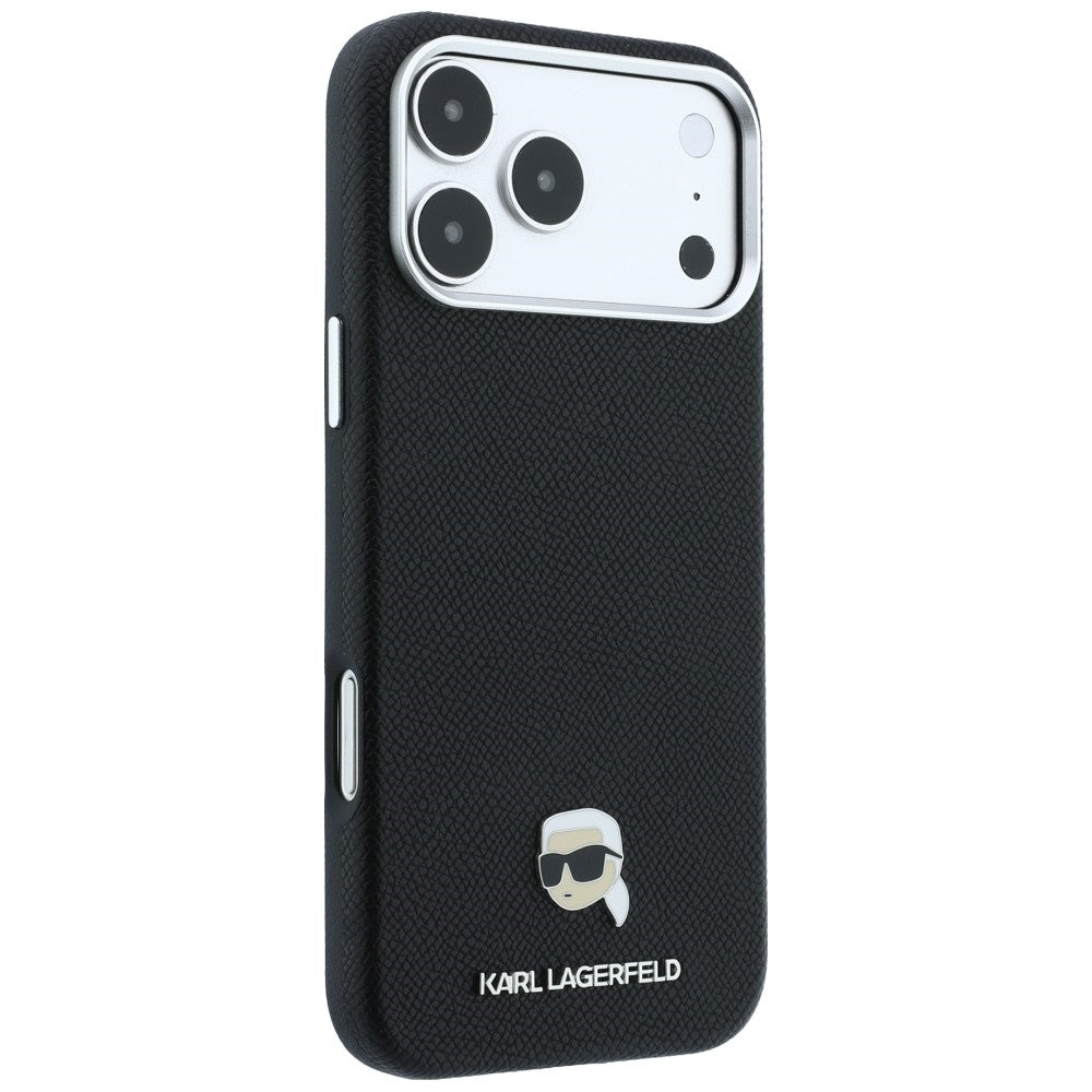 Karl Lagerfeld Handyhülle Grained Karl Head Metal für iPhone 18 Pro Max / 17 Pro Max Schwarz (4/8)