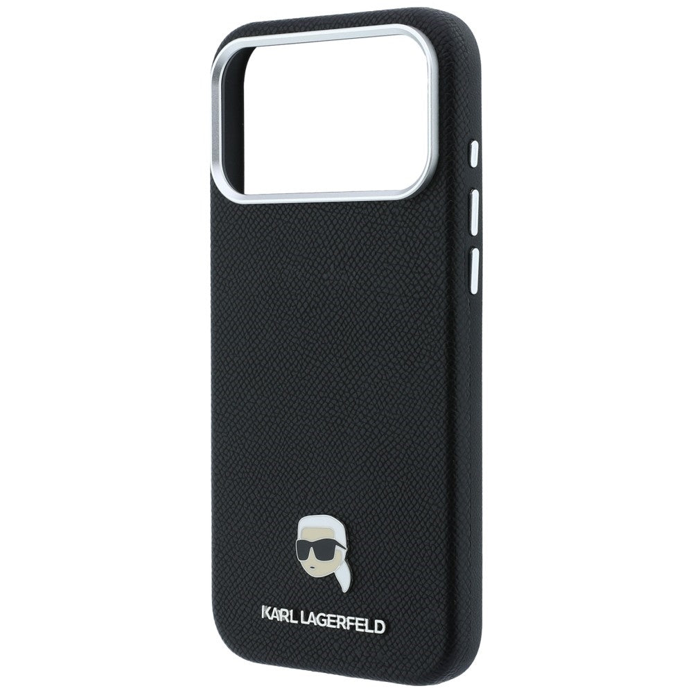 Karl Lagerfeld Handyhülle Grained Karl Head Metal für iPhone 18 Pro Max / 17 Pro Max Schwarz (6/8)