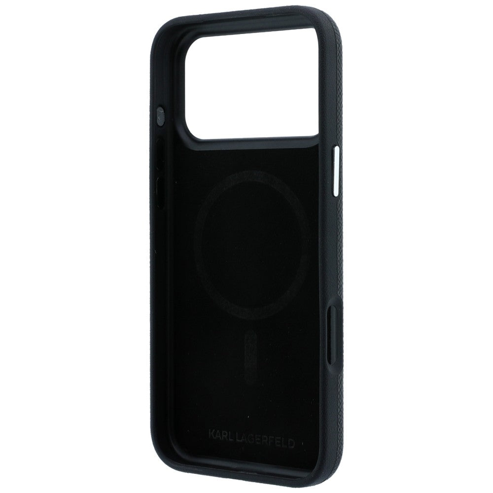Karl Lagerfeld Handyhülle Grained Karl Head Metal für iPhone 18 Pro Max / 17 Pro Max Schwarz (7/8)
