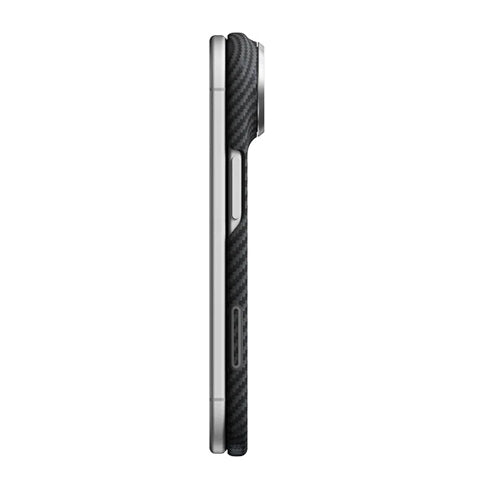 Aramid Handyhülle für iPhone Duo, PITAKA Edge Ultra-Slim Case PitaTap mit MagSafe, Schwarz-Grau mit Kevlar (4/4)