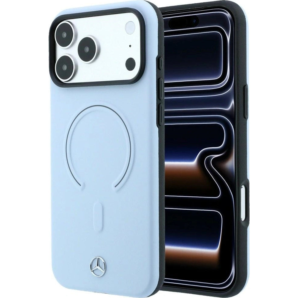 Handyhülle für iPhone 18 Pro Max / 17 Pro Max, Mercedes-Benz Leather 3D MagSafe, Blau (1/8)