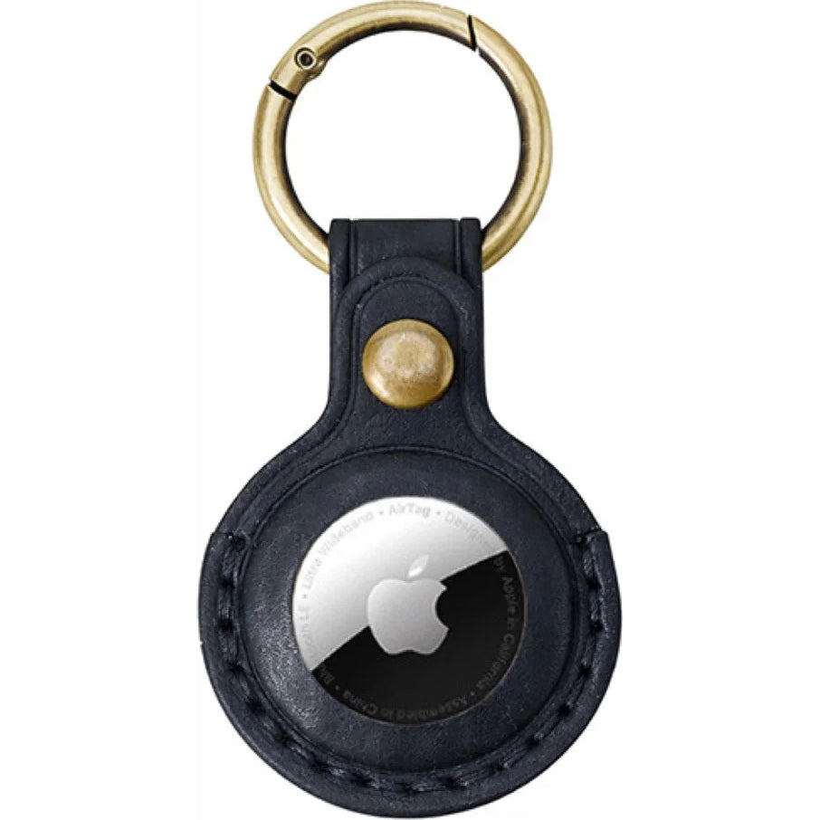 AirTag Leder-Schlüsselanhänger für Apple AirTag, Mobile Origin AirTag Leather Keychain A6, Schwarz