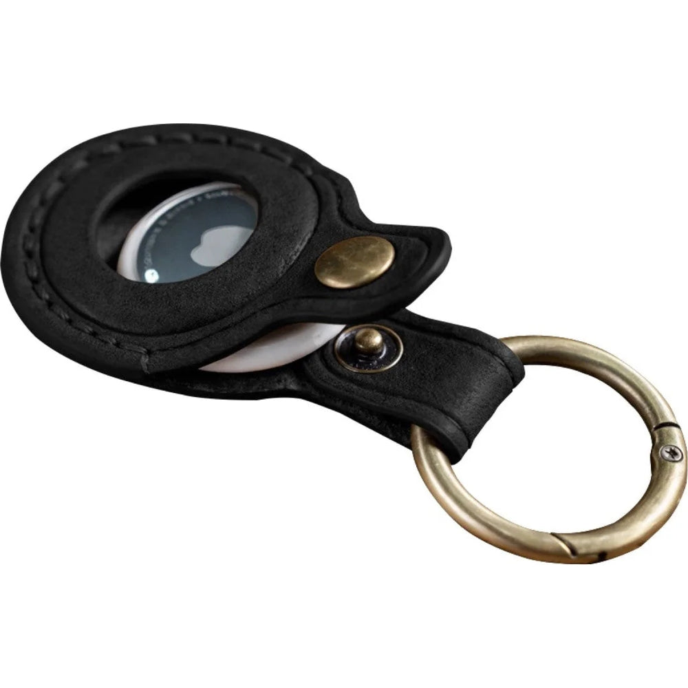 AirTag Leder-Schlüsselanhänger für Apple AirTag, Mobile Origin AirTag Leather Keychain A6, Schwarz