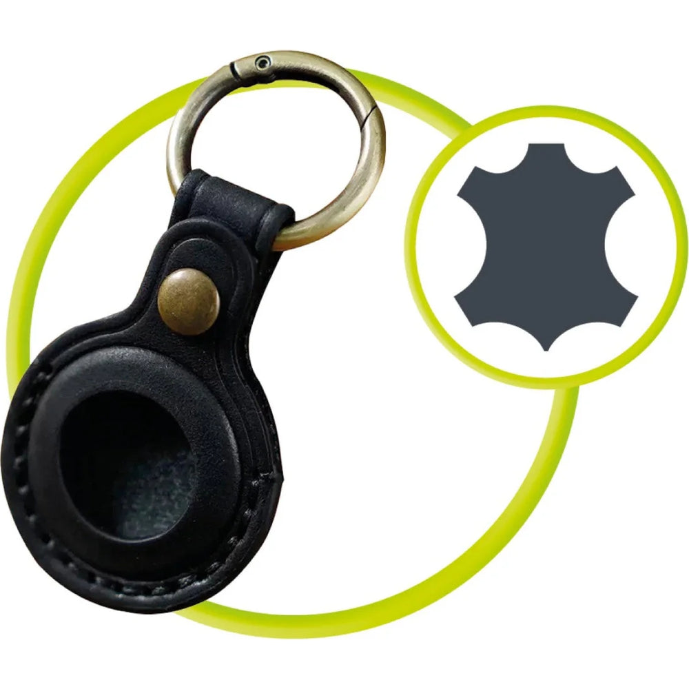 AirTag Leder-Schlüsselanhänger für Apple AirTag, Mobile Origin AirTag Leather Keychain A6, Schwarz