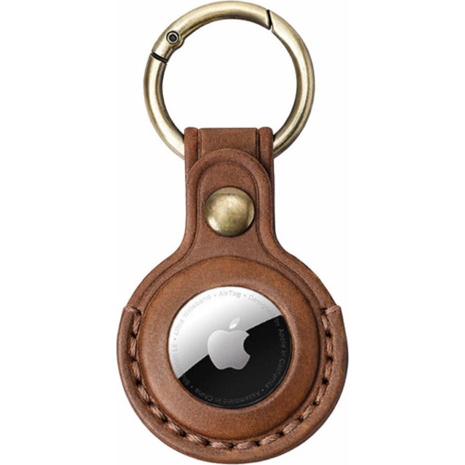 AirTag Leder-Schlüsselanhänger für Apple AirTag, Mobile Origin AirTag Leather Keychain A6, Braun