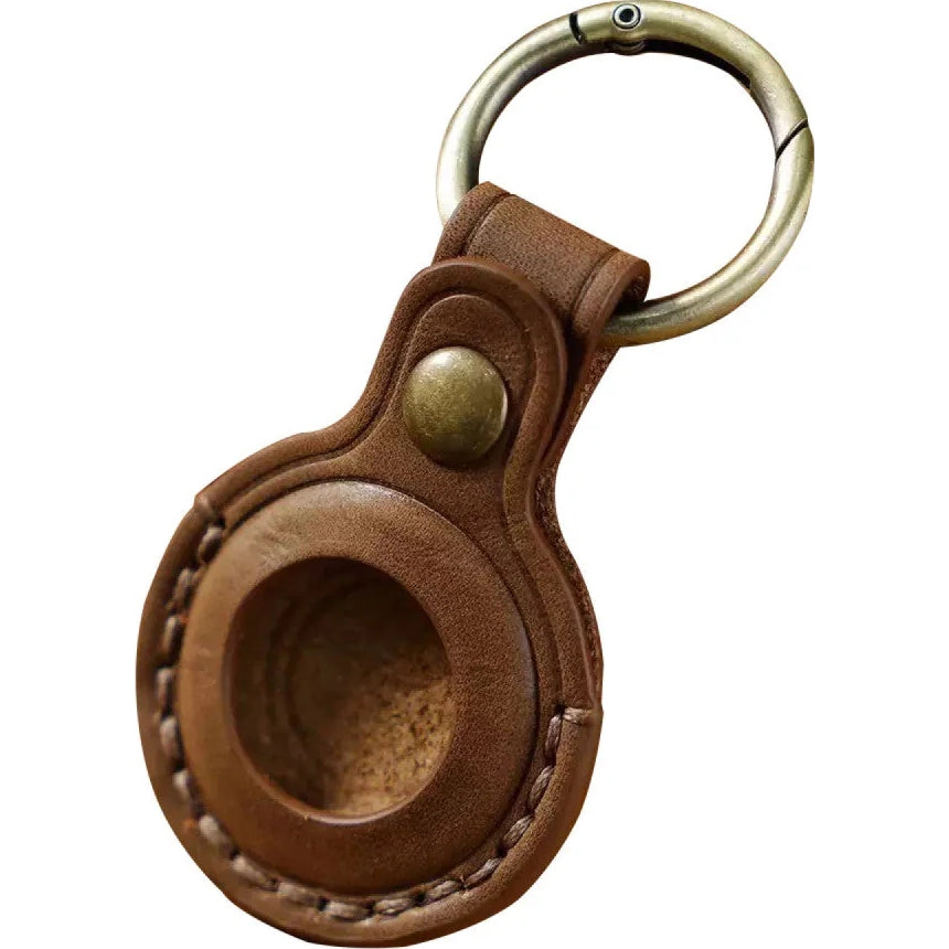 AirTag Leder-Schlüsselanhänger für Apple AirTag, Mobile Origin AirTag Leather Keychain A6, Braun