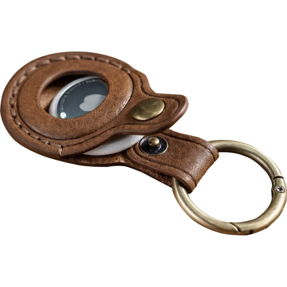 AirTag Leder-Schlüsselanhänger für Apple AirTag, Mobile Origin AirTag Leather Keychain A6, Braun