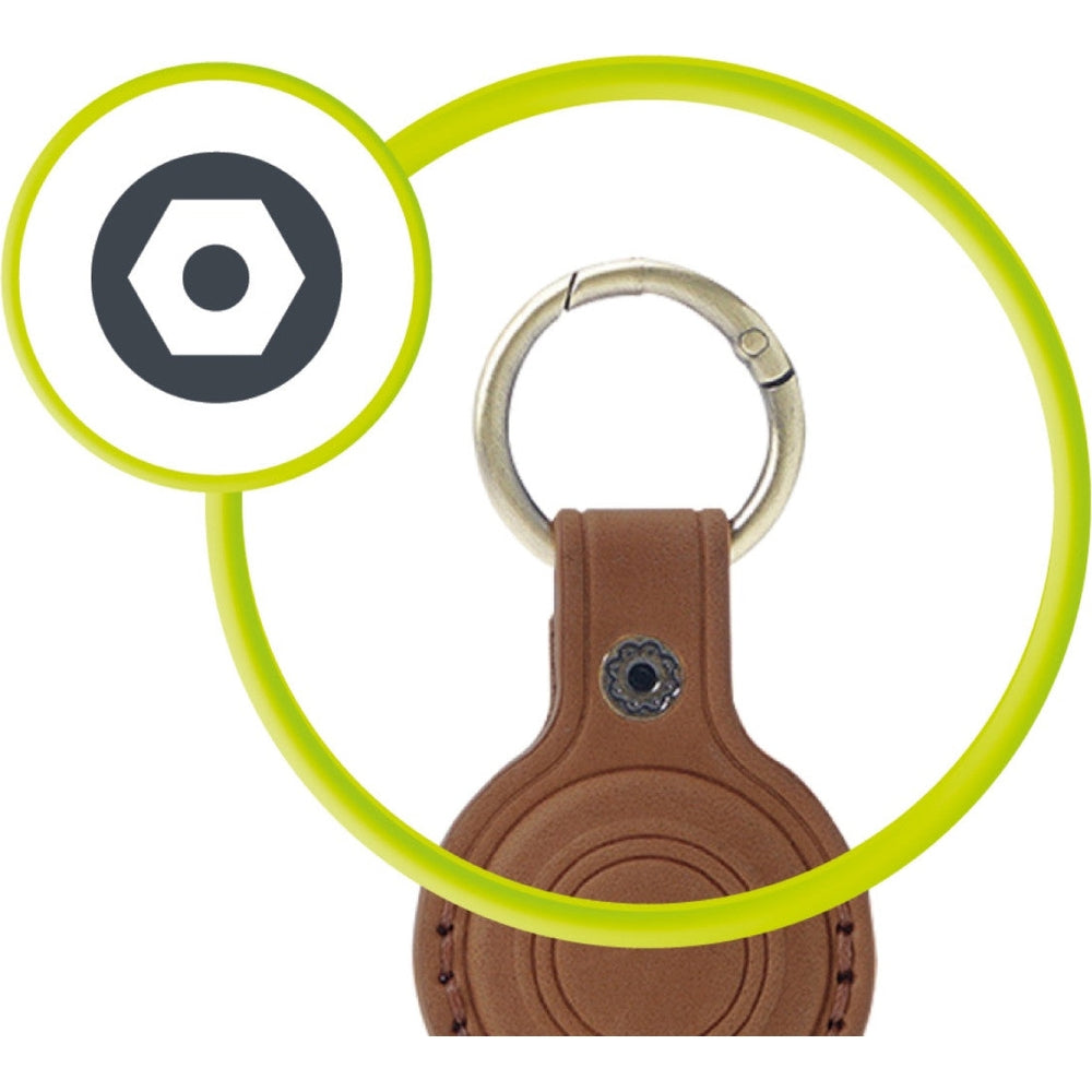 AirTag Leder-Schlüsselanhänger für Apple AirTag, Mobile Origin AirTag Leather Keychain A6, Braun