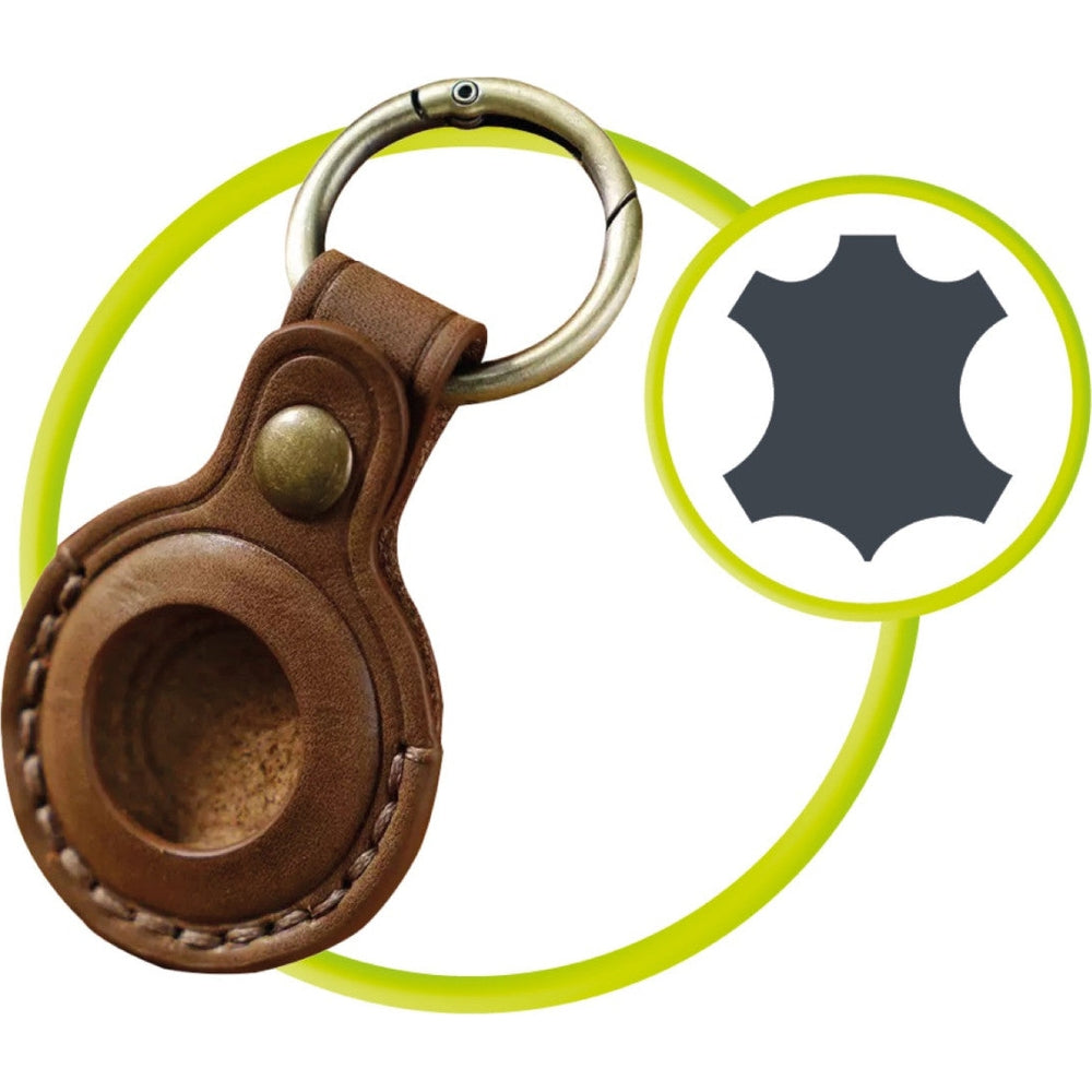 AirTag Leder-Schlüsselanhänger für Apple AirTag, Mobile Origin AirTag Leather Keychain A6, Braun