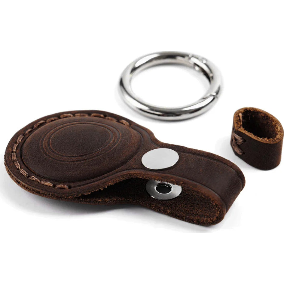 AirTag Leder-Schlüsselanhänger für Apple AirTag, Mobile Origin AirTag Leather Keychain A7, Braun